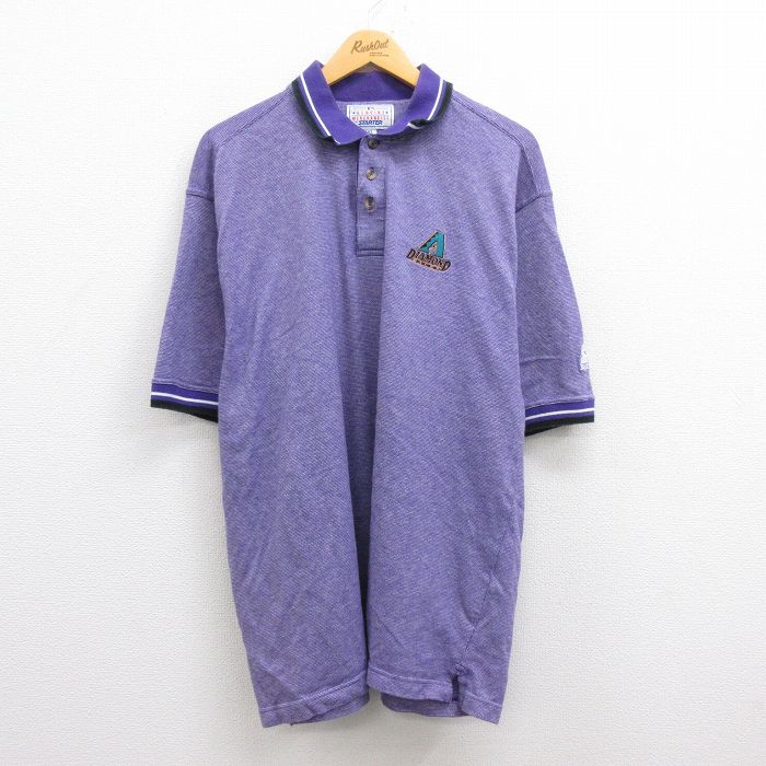 Used clothes mail order XL ★ Used clothes starter Short sleeve polo shirt Men’s MLB Arizona Diamondbacks Large size Cotton Purple Major League Baseball Baseball[spe]