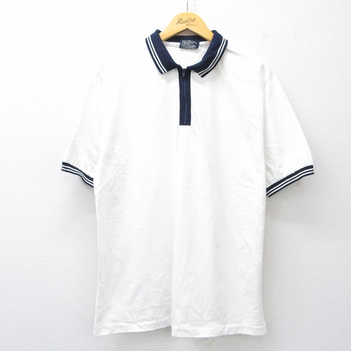 古着通販 XL☆古着 半袖 ハーフジップ ポロ シャツ メンズ 90