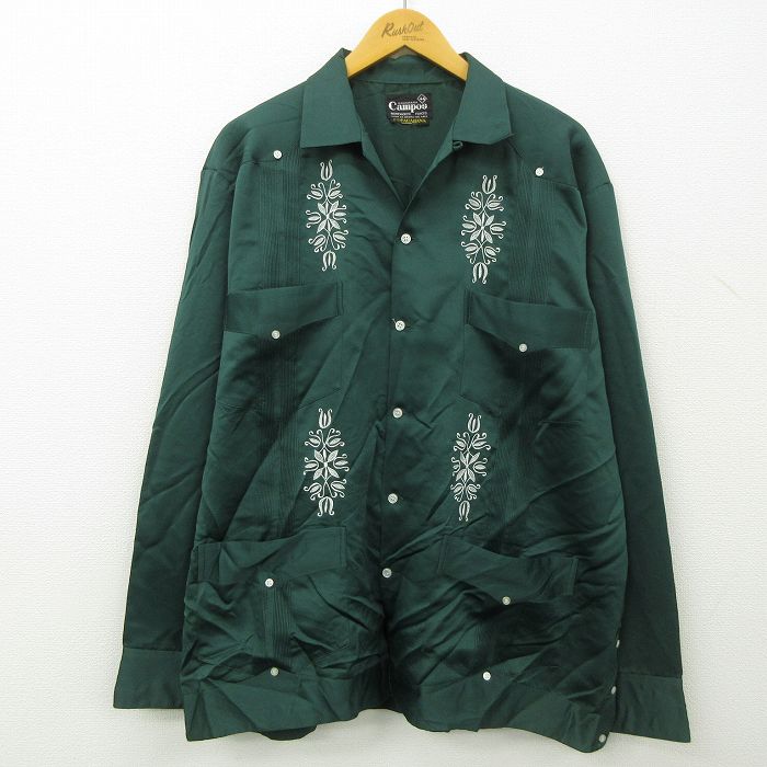 古着通販 XL☆古着 長袖 キューバ シャツ メンズ 90年代 90s