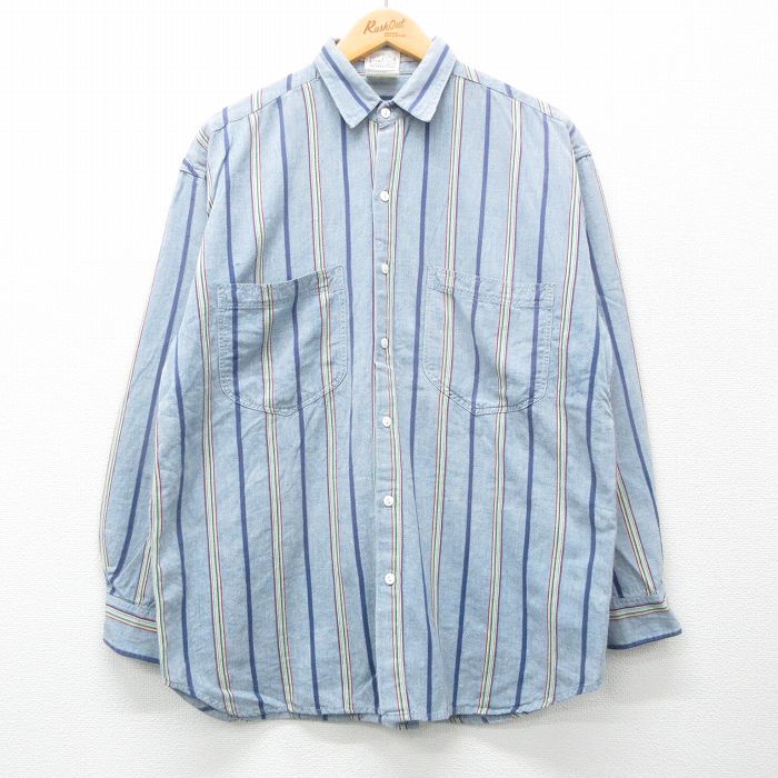 古着通販 XL☆古着 長袖 シャツ メンズ 90年代 90s 薄紺他 古着通販 XL☆古着 長袖 シャツ メンズ 90年代 90s 薄紺他