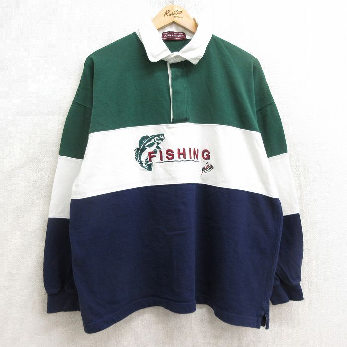 古着通販 XL☆古着 長袖 ラガー シャツ メンズ 90年代 90s