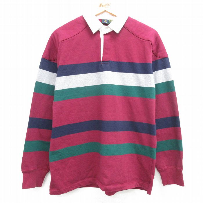USED ボーダーラガーシャツ 3色展開】ボーダー 半袖 ラガーシャツ グリーン - 古着屋