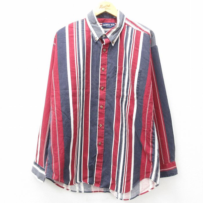 古着通販 XL☆古着 長袖 シャツ メンズ 90年代 90s ロング丈
