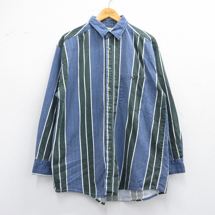 古着通販 L☆古着 長袖 シャツ メンズ 90年代 90s ロング丈
