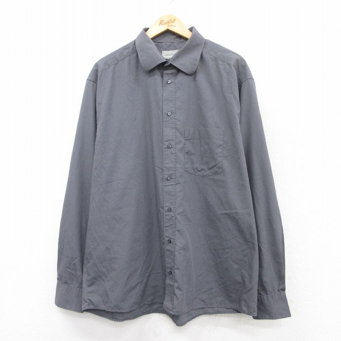 FACT XLサイズ ダークグレー 長袖シャツ 古着通販 XL☆古着 長袖 シャツ メンズ 大きいサイズ 濃グレー