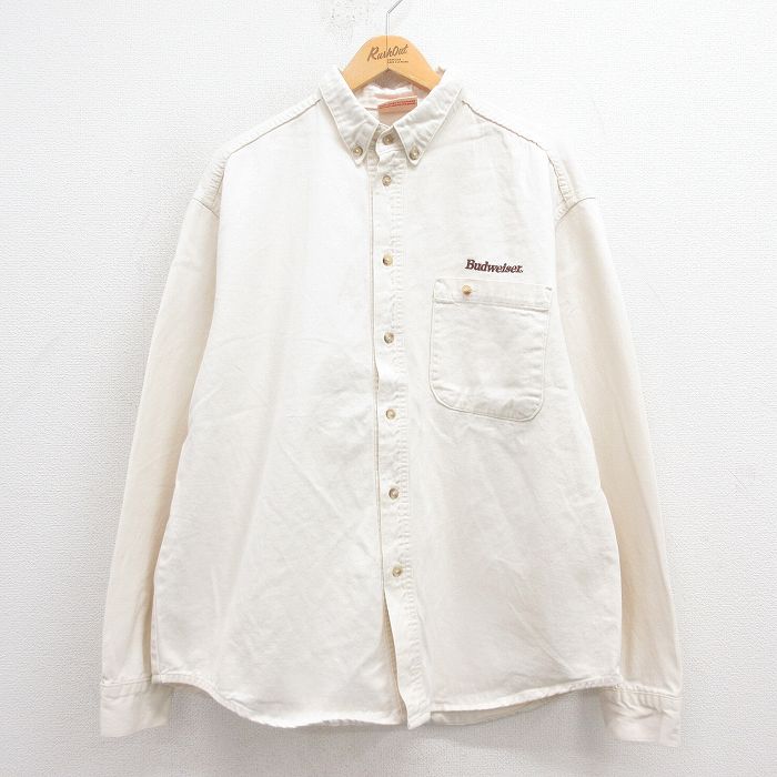 古着　長袖シャツ 古着通販 XL☆古着 長袖 シャツ メンズ バドワイザー コットン