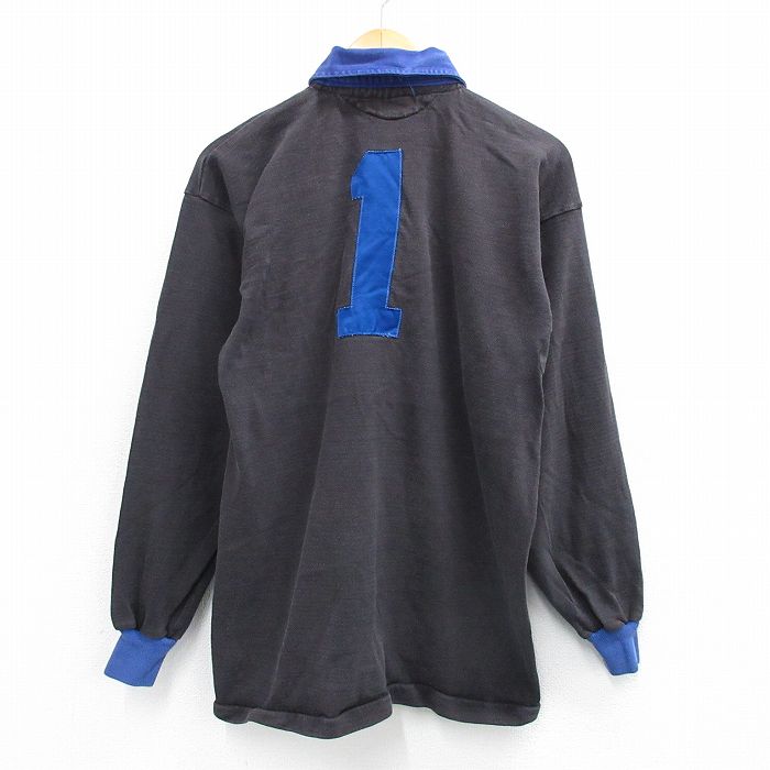 OAKTON ラガーシャツ XL 青/白/黒ストライプ 80’s 古着 OAKTON ラガーシャツ XL 青/白/黒ストライプ 80's 古着