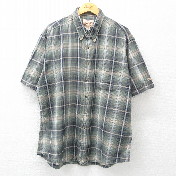 00s WOOLRICH 総柄 ボタンダウン 半袖シャツ メンズ 表記XL