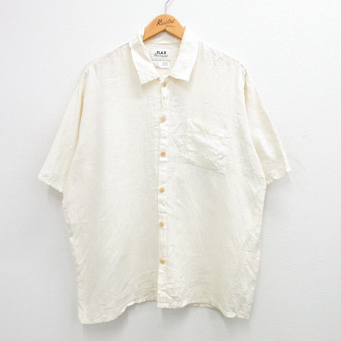 古着通販 XL☆古着 FLAX 半袖 シャツ メンズ 90年代 90s リネン
