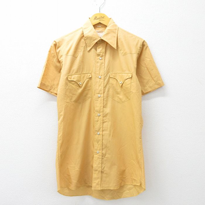 古着通販 M☆古着 半袖 ウエスタン シャツ メンズ 80年代 80s 薄茶