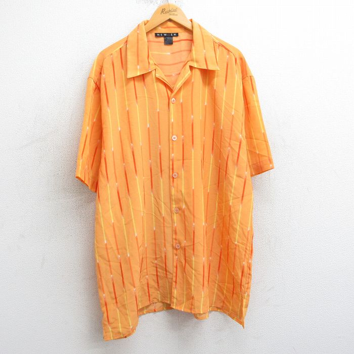 大人 可愛い 服  古着通販 XL☆古着 半袖 シャツ メンズ 90年代 90s ロング丈 トップス