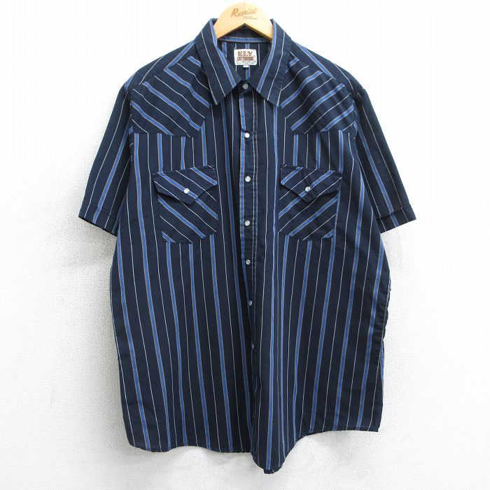 トップブランドのファッション 古着通販 90年代 メンズ シャツ ウエスタン 半袖 ELY XL☆古着 トップス