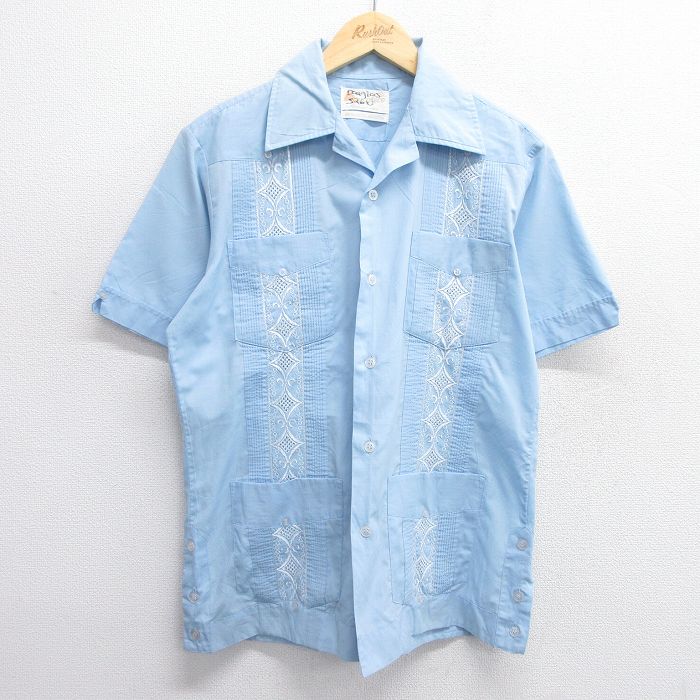 古着通販 M☆古着 半袖 キューバ シャツ メンズ 90年代 90s 開襟 古着通販 M☆古着 半袖 キューバ シャツ メンズ 90年代 90s 開襟
