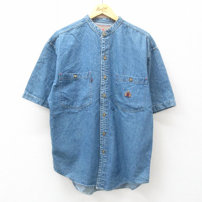 スペシャル 90s ノーカラーデニムシャツジャケット 半袖
