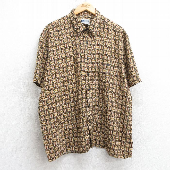 【00s vintage】半袖シャツ レーヨンシャツ ギャバジャン 古着 古着通販 XL☆古着 半袖 シャツ メンズ 00年代 00s 総柄