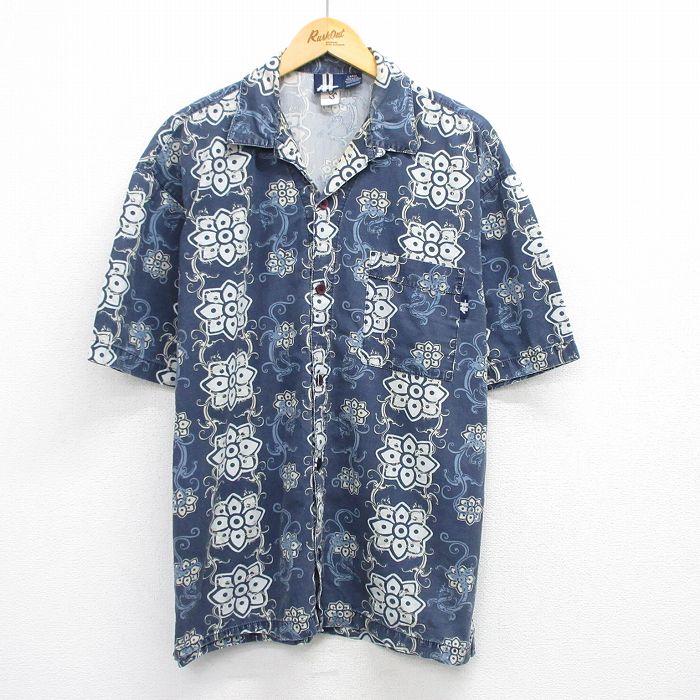 【人気】US古着☆BDシャツ　総柄　ビスコース100% 半袖シャツ 古着通販 XL☆古着 NO FEAR 半袖 シャツ メンズ 90年代 90s 花