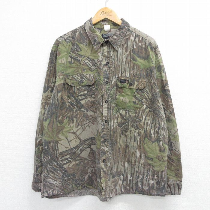 古着通販 XL☆古着 長袖 ハンティング シャツ メンズ 90年代 90s