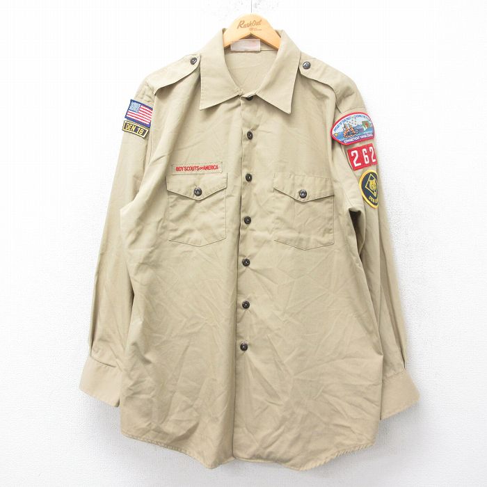 古着通販 XL☆古着 長袖 ボーイスカウト シャツ メンズ 90年代