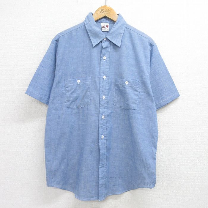 古着通販 L☆古着 半袖 ワーク シャツ メンズ 80年代 80s OUR