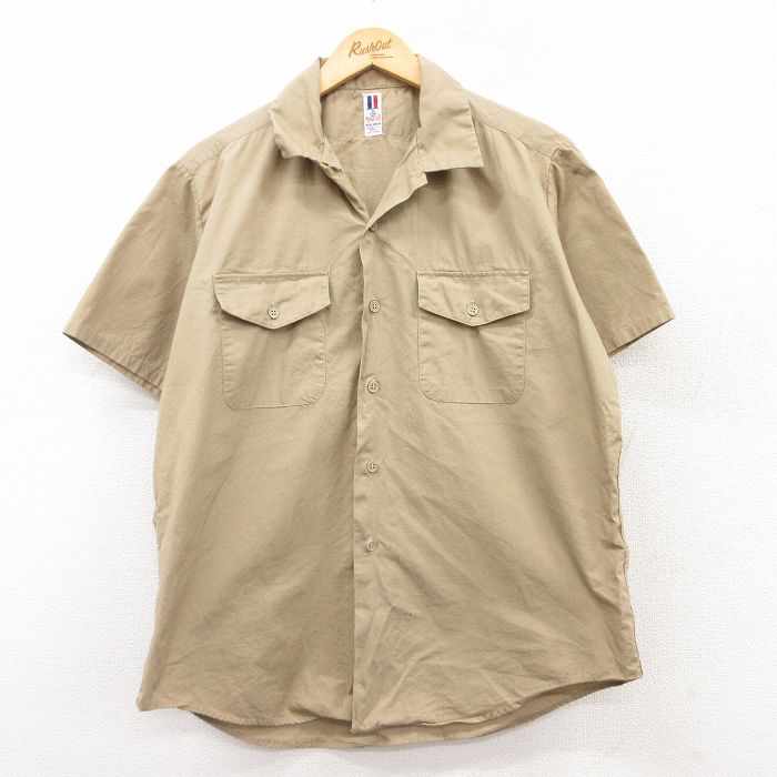 古着通販 XL☆古着 半袖 ワーク シャツ メンズ 80年代 80s
