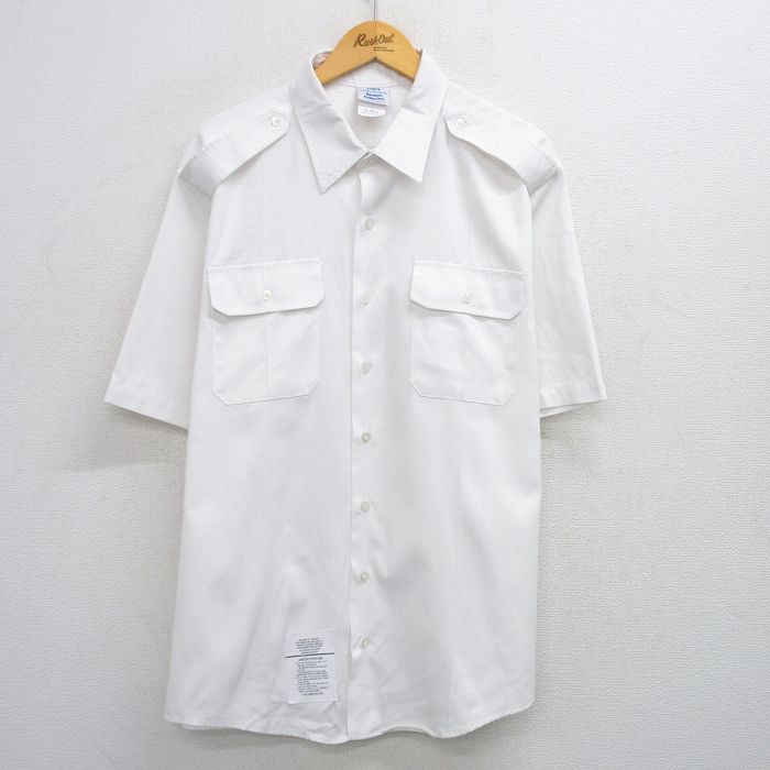 古着通販 XL☆古着 半袖 ミリタリー シャツ メンズ USA製 白