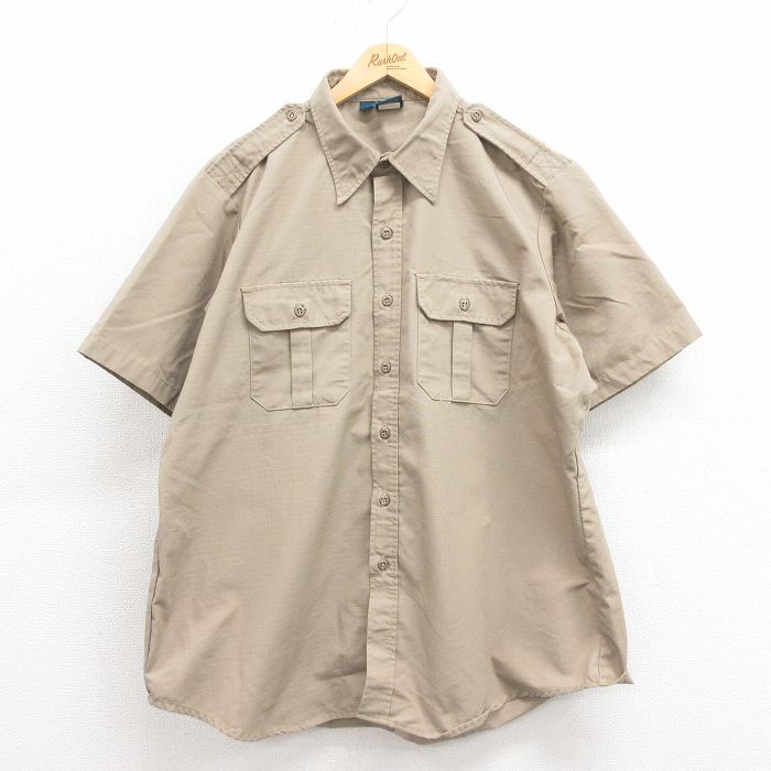 XL★古着 半袖 ミリタリー シャツ メンズ 90年代 90s イカリ 開襟 オープンカラー USA製 白 ホワイト 24may16 中古 トップス XL☆古着 フルーツオブザルーム 半袖 ビンテージ Tシャツ メンズ 90