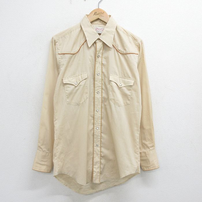 ラングラー ウエスタンシャツ ストライプ 古着 90s XL ベージュ