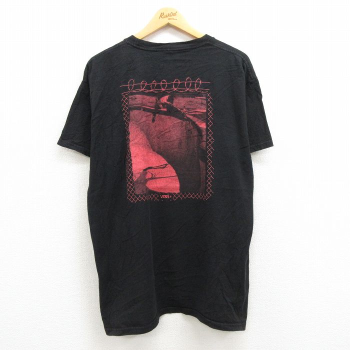 古着通販 XL☆古着 バンズ VANS 半袖 Tシャツ メンズ スケボー コットン クルーネック 黒