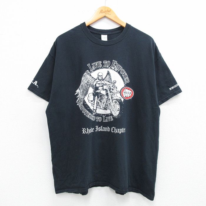 ちゅこう L☆古着 半袖 Tシャツ メンズ スケルトン クルーネック 黒