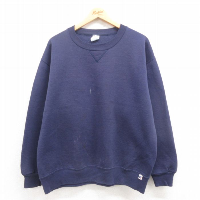 SP古着　ラッセル　８０s　USA製　フェード　グランジスウェット　ネイビー 古着通販 XL☆古着 ラッセル 長袖 スウェット メンズ 90年代 90s