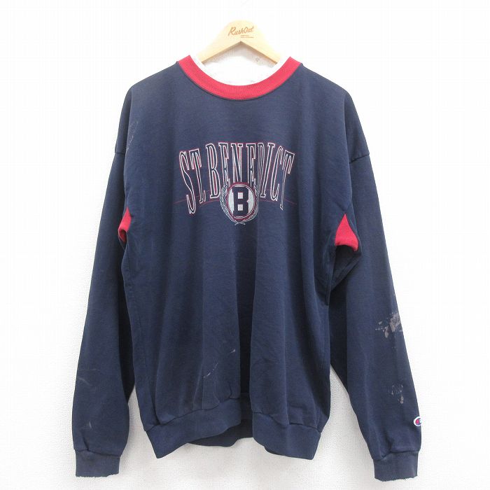 古着Champion ネイビー トレーナー X-LARGE 古着通販 XL☆古着 チャンピオン Champion 長袖 スウェット