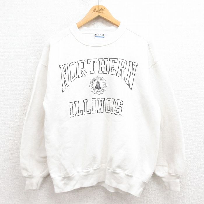 古着通販 L☆古着 長袖 スウェット メンズ 90年代 90s イリノイ