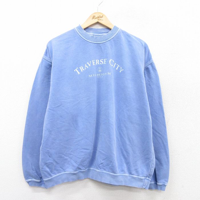 XL★古着 MVスポーツ 長袖 スウェット メンズ 00年代 00s Builders General 星条旗 大きいサイズ クルーネック 薄グレー 霜降り 23oct24 中古 スエット トレーナー トップス ⁄pic-labo⁄