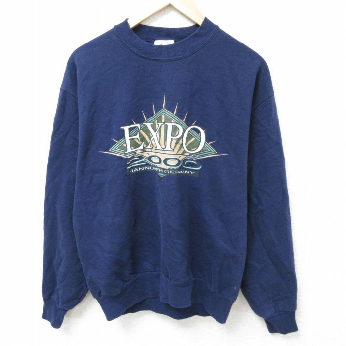 XL★古着 長袖 スウェット メンズ 00年代 00s view from クルーネック 濃紺 ネイビー 23sep06 中古 スエット トレーナー トップス
