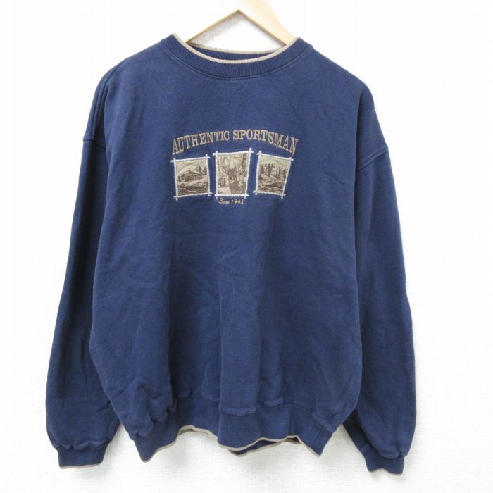 古着通販 XL☆古着 長袖 スウェット メンズ 00年代 00s シカ 刺繍