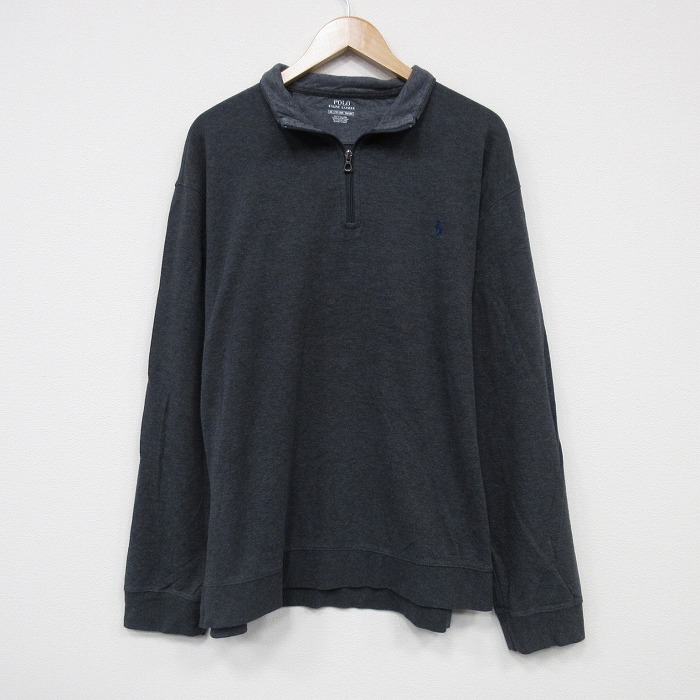 古着通販 XL☆古着 長袖 ハーフジップ トップス メンズ 大きい