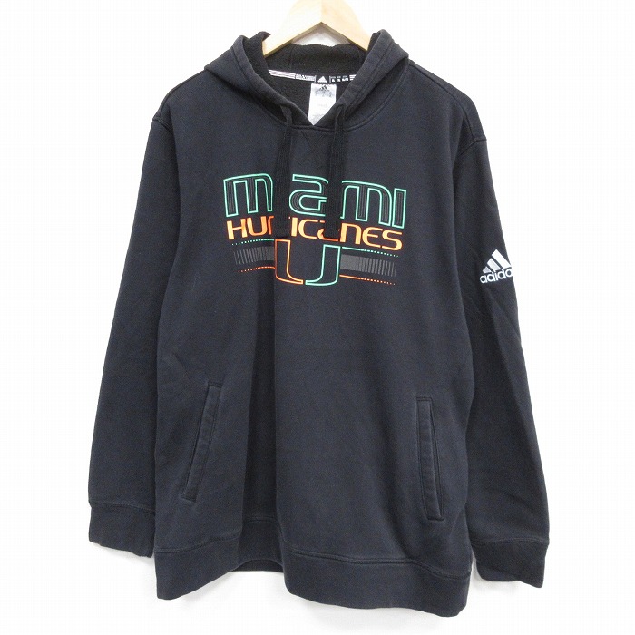 adidas 古着Y2K スウェットパーカー　黒フェードワイドXL U96 古着通販 XL☆古着 長袖 スウェット パーカー メンズ 大きいサイズ 黒