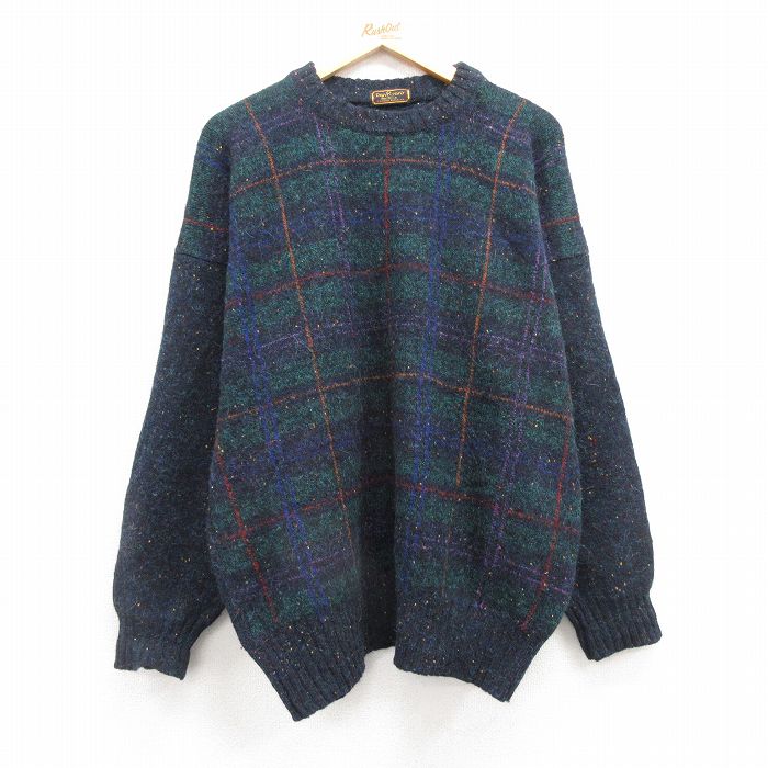 古着通販 XL☆古着 長袖 セーター メンズ 90年代 90s ウール クルー