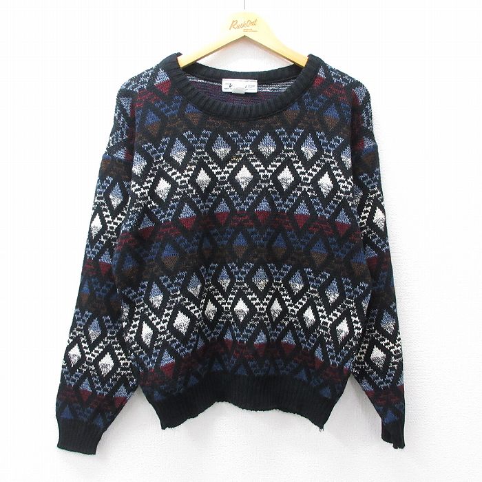 SP古着 総柄ニット USA製 Mサイズ アクリルセーター グレー ヴィンテージ SP古着 総柄ニット USA製 Mサイズ アクリルセーター グレー ヴィンテージ