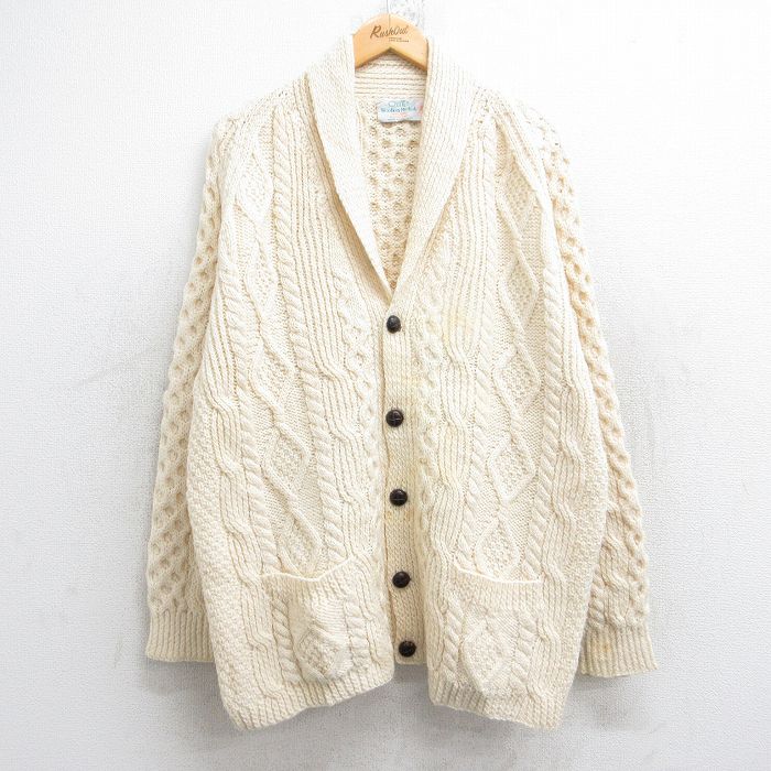 古着通販 XL☆古着 長袖 アラン フィッシャーマン ケーブル ニット