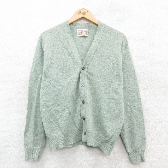 古着通販 M☆古着 長袖 ニット カーディガン メンズ 80年代 80s