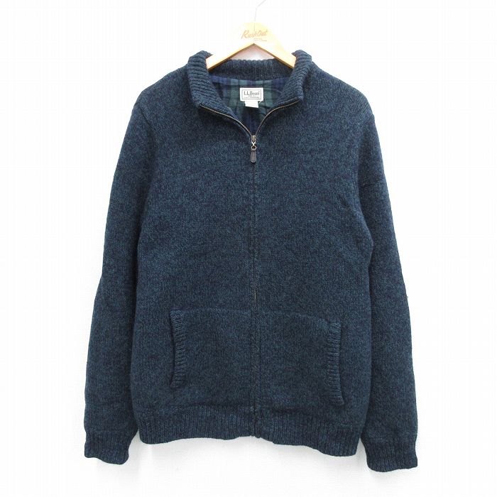 00年代　エルエルビーン　コットン　カーディガン　ネイビー　古着 古着通販 M☆古着 エルエルビーン 長袖 フルジップ ドライバーズ