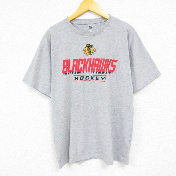 NHL 半袖Tシャツ シカゴブラックホークス L ロゴ 黒