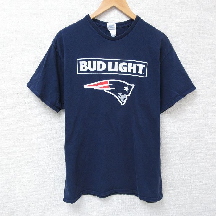 古着通販 L☆古着 半袖 Tシャツ メンズ コットン クルーネック 紺