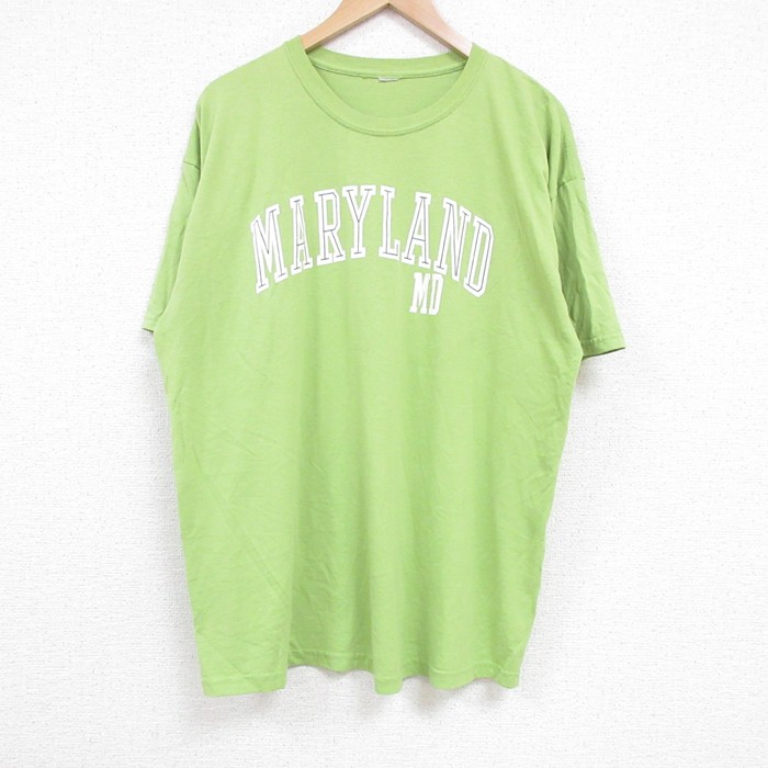 古着通販 XL☆古着 半袖 Tシャツ メンズ 大きいサイズ クルーネック 黄緑