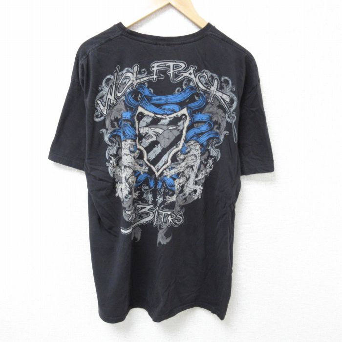 古着通販 XL☆古着 半袖 Tシャツ メンズ コットン クルーネック 黒