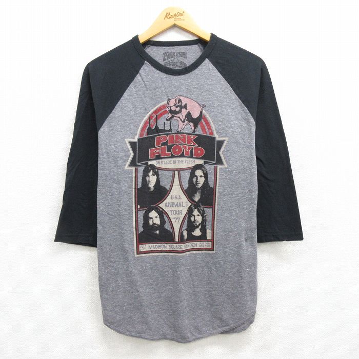 古着通販 M☆古着 7分袖 ロック バンド Tシャツ メンズ ピンク