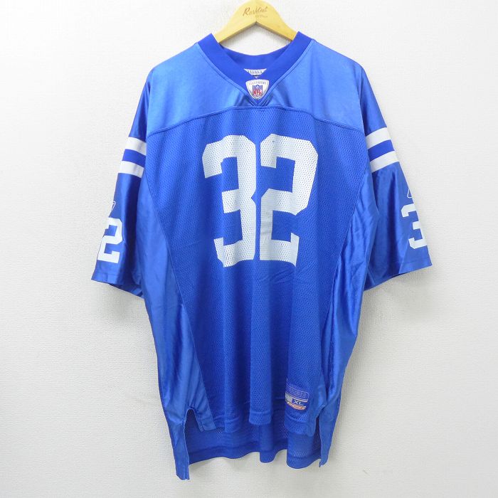 古着通販 XL☆古着 リーボック 半袖 ビンテージ フットボール Tシャツ メンズ 00年代 00s NFL インディアナポリスコルツ エジャリンジェームス 32 大きいサイズ ロング丈 青 アメフト スーパーボウル ユニフォーム USA古着 NFL インディアナポリス・コルツ ゲームシャツ