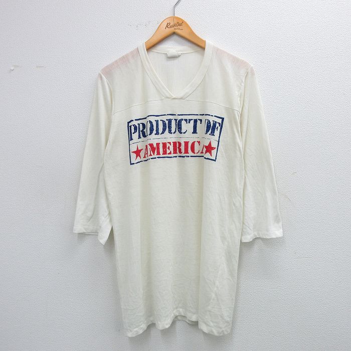 古着通販 L☆古着 7分袖 ビンテージ フットボール Tシャツ