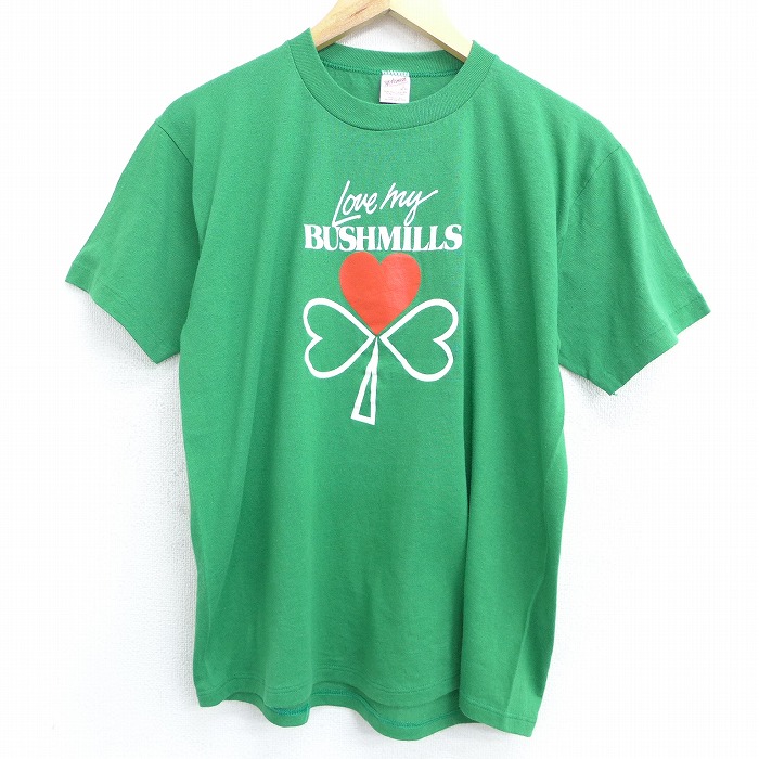 古着通販 L★古着 半袖 ビンテージ Tシャツ 80年代 80s クローバー クルーネック USA製 緑